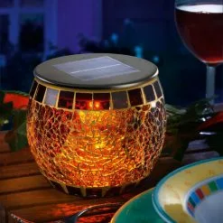 Nouveau ? Lampe De Table Solaire Lampe De Décoration De Lampe Solaire Mosaïque Brillante, Esotec 102066 ❤️