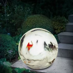 De gros ? Boule Solaire 26 Cm Marbre Pierre Optique Décoration De Jardin Lumière Solaire LED Esotec 102674 â