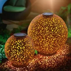Top 10 ? ESOTEC Boule Solaire En Métal Lot De 2 Samira 20 Et 30cm Décoration De Jardin Rouille Lampe Solaire LED ?